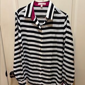 Banana Republic Black and White Striped Blouse